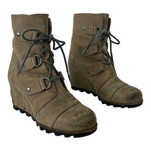 Sorel Size 7.5 Joan Of Arctic II Waterproof Wedge Lace Up Boot In Ash Brown